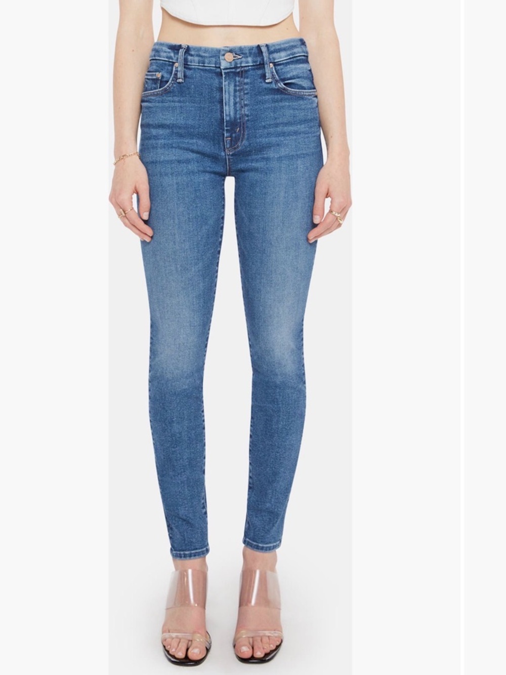 Mother High-Rise Blue Skinny Jeans - Classic Stretch Denim